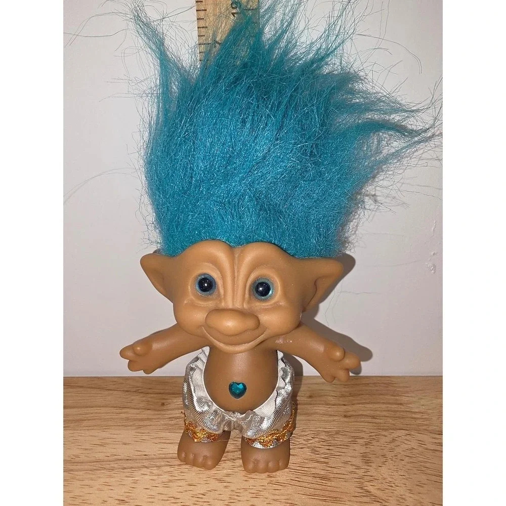 vintage Ace Novelty Treasure Troll doll early 1990s, featuring blue hair
